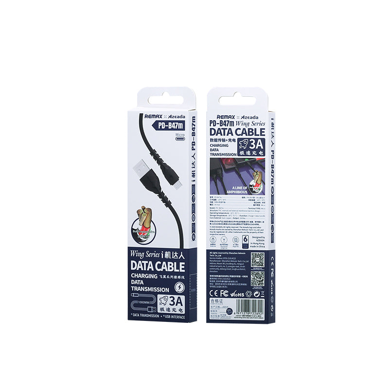 PRODA PD-B47M WING SERIES DATA CABLE FOR MICRO (1000MM) (3A) - White