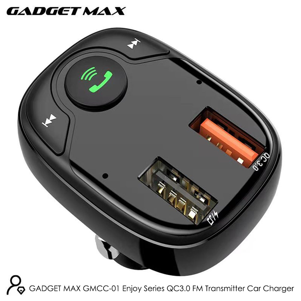 GADGET MAX GMCC-01 ENJOY SERIES FM TRANSMITTER WIRELESS CAR CHARGER (QC-3.0), Bluetooth Car Charger, Wireless Car Charger, FM Transmitter Car Charger