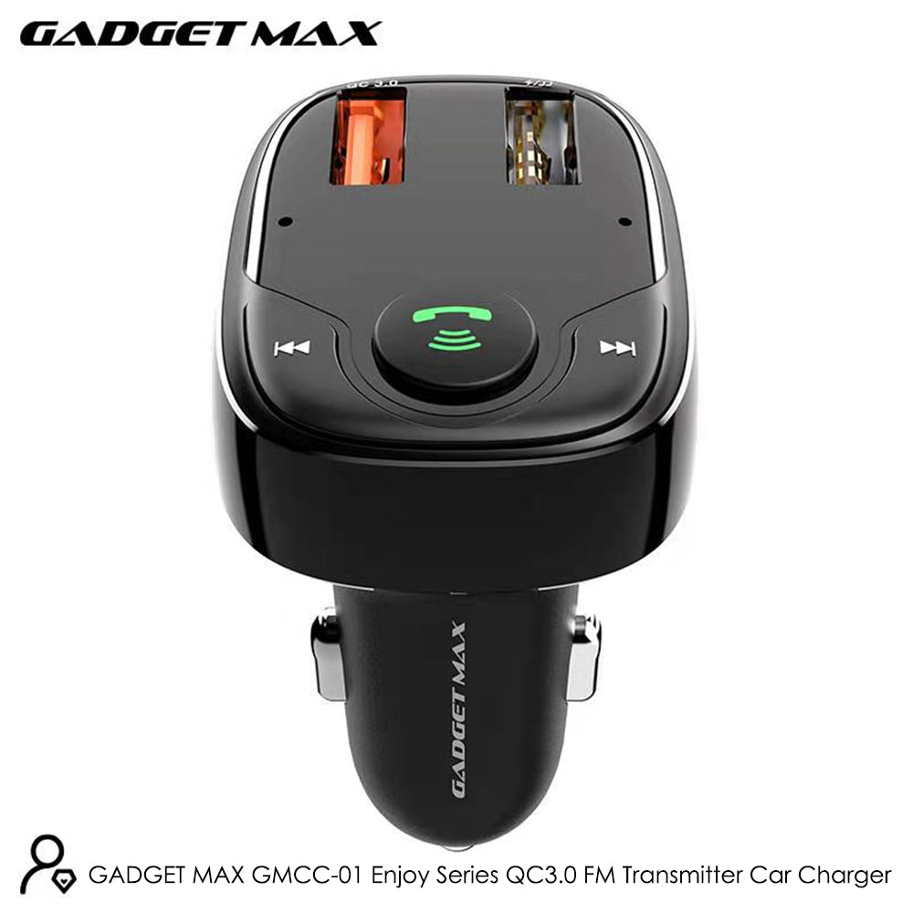 GADGET MAX GMCC-01 ENJOY SERIES FM TRANSMITTER WIRELESS CAR CHARGER (QC-3.0), Bluetooth Car Charger, Wireless Car Charger, FM Transmitter Car Charger