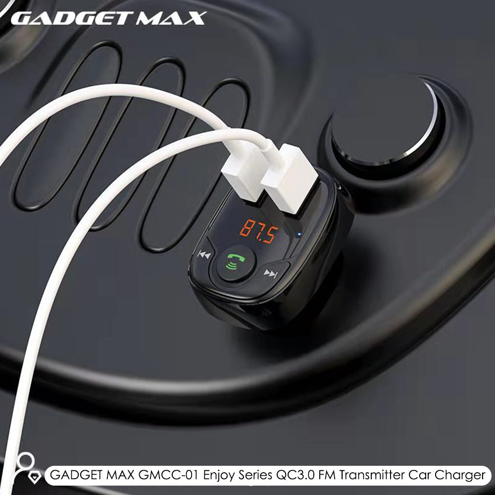 GADGET MAX GMCC-01 ENJOY SERIES FM TRANSMITTER WIRELESS CAR CHARGER (QC-3.0), Bluetooth Car Charger, Wireless Car Charger, FM Transmitter Car Charger