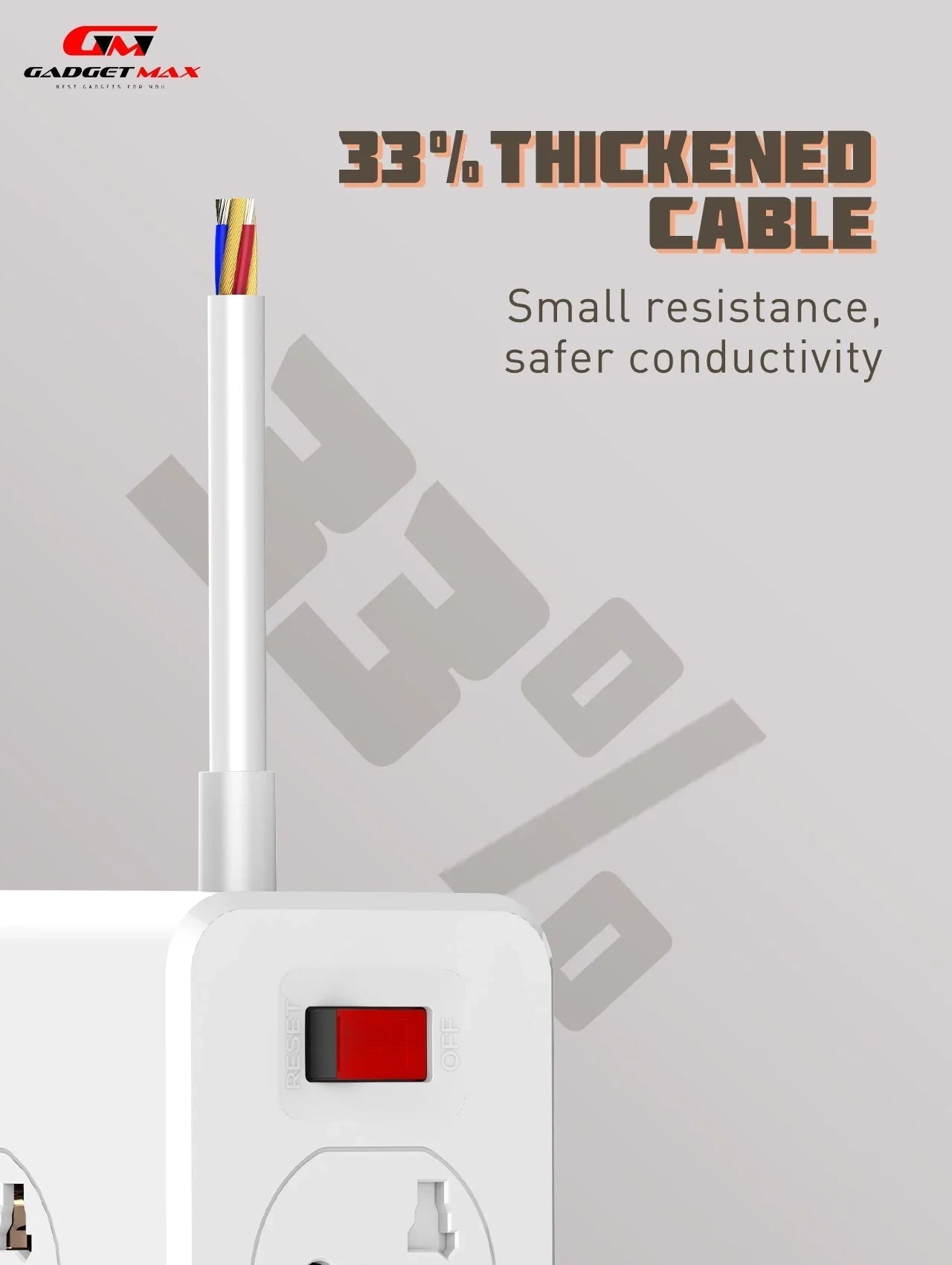 GADGET MAX GM-S10 SC10610 (5USB/1TYPE-C) POWER SOCKET PD+QC 3.0 HIGH PERFORMANCE POWER SHRIP 2500W (10SOCKET/5USB/1TYPE-C) (30W) (2M) (Power Socket)