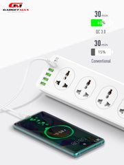 GADGET MAX GM-S10 SC10610 (5USB/1TYPE-C) POWER SOCKET PD+QC 3.0 HIGH PERFORMANCE POWER SHRIP 2500W (10SOCKET/5USB/1TYPE-C) (30W) (2M) (Power Socket)