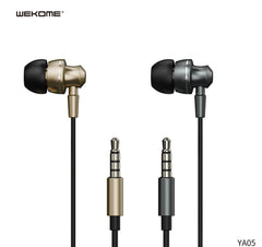 WK YA05 3.5MM SHQ SERIES HI-FI AUDIO WIRED EARPHONE (1.2M), HI-Fi Audio Earphone, Quality  Wired Earphone-Gold