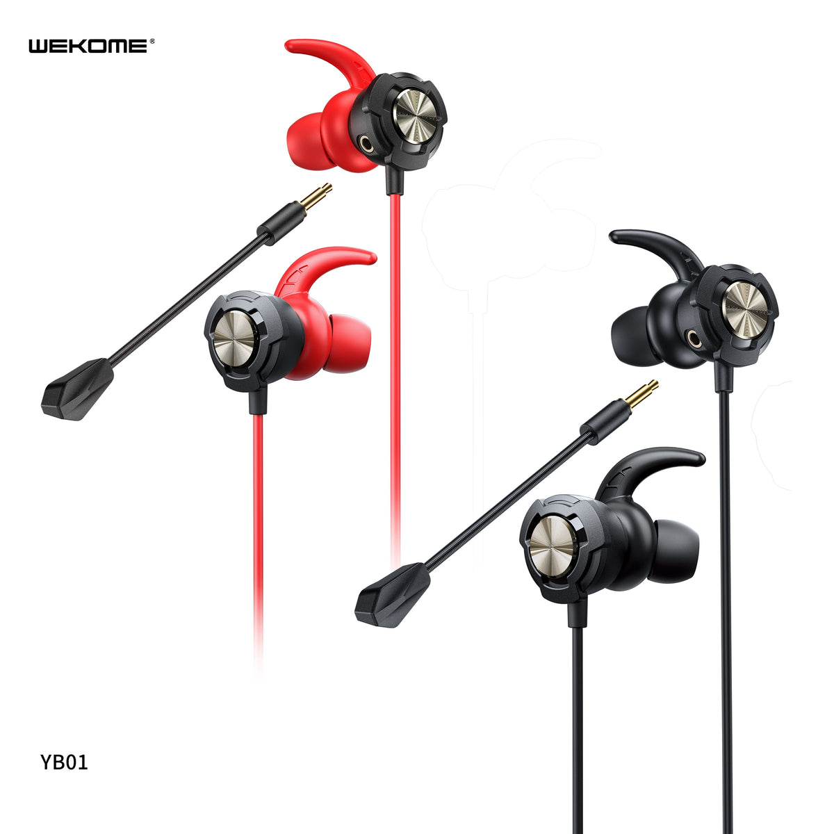 WEKOME YB01 RAIDERS GAMING SERIES IN EAR (WIRED) EARPHONE FOR GAMES WITH MIC - Red