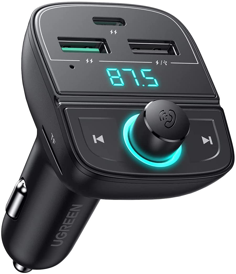 UGREEN CD229 PD+QC BLUETOOTH CAR CHARGER (5.0+PD+QC 3.0+USB FLASH DRIVE +TF), Bluetooth Car Charger, PD+QC Car Charger