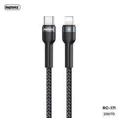 REMAX RC-171 JANY SERIES 20W PD FAST CHARGING DATA CABLE TYPE-C TO IPH (1M), iPhone Cable, Lightning Cable, PD Cable, Fast Charging Cable, Type-C to Lighting Cable