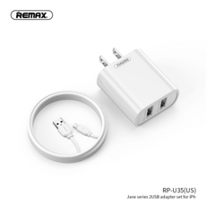 REMAX RP-U35(IPH) JANE SERIES 2.1A DUAL USB CHARGER SET RP-U35I,USB Phone Charger,Smart Phone Charger,Andriod Phone Charger , Muti port usb charger,quick charger,fast charger,the best usb phone charger,wall charger,Portable Charger