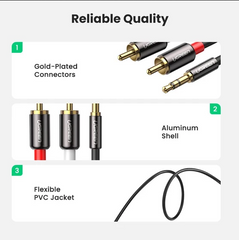 Ugreen AV102 3.5mm to 2RCA M/M Audio PVC Cable (3M)
