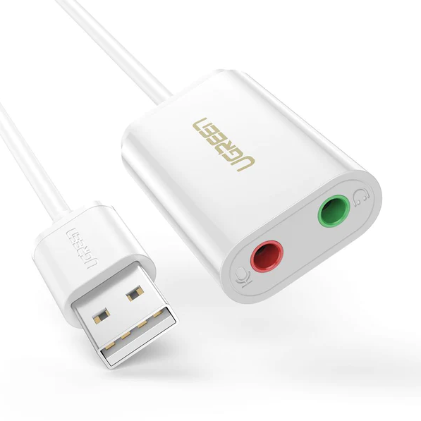 UGREEN USB 2.0 EXTERNAL SOUND ADAPTER (US205) - WHITE