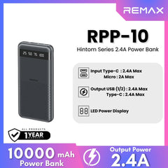 REMAX - RPP-10 Hintom Series 10000mAh Fast Charging Power Bank (2.4A) - Black