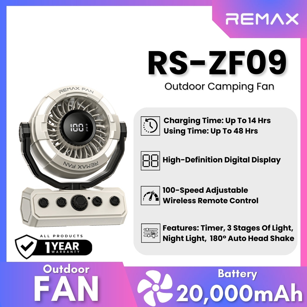 REMAX - RS-ZF09 Outdoor Camping Fan - Khaki