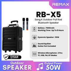 REMAX - RB-X5 Song K Outdoor Pull Rod Bluetooth Speaker (50W) - Black
