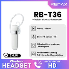 REMAX - RB-T36 Wireless Bluetooth Headset - White