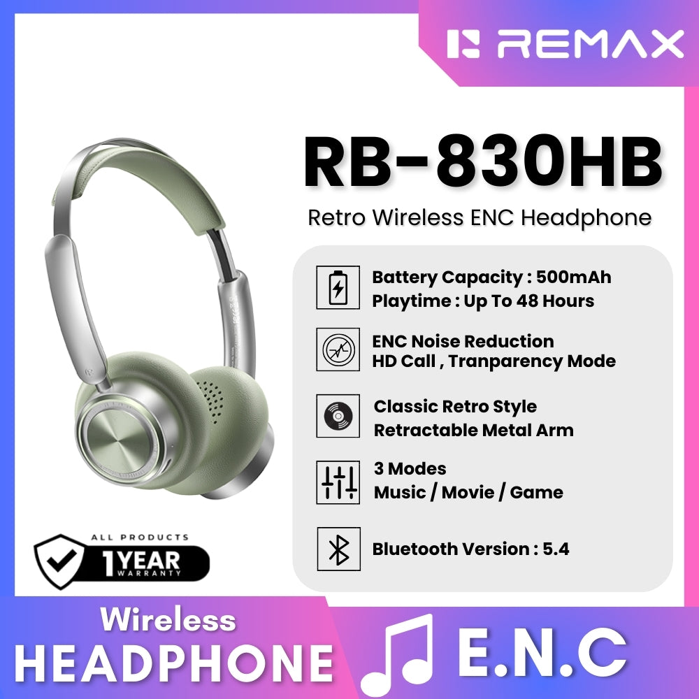 REMAX - RB-830HB Retro Wireless Portable Headphone - Green