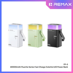 REMAX - FP-3 40000mAh Fluorite Series 65W Fast Charging Colorful LED Power Bank ( PD65W+QC22.5W ) - Green