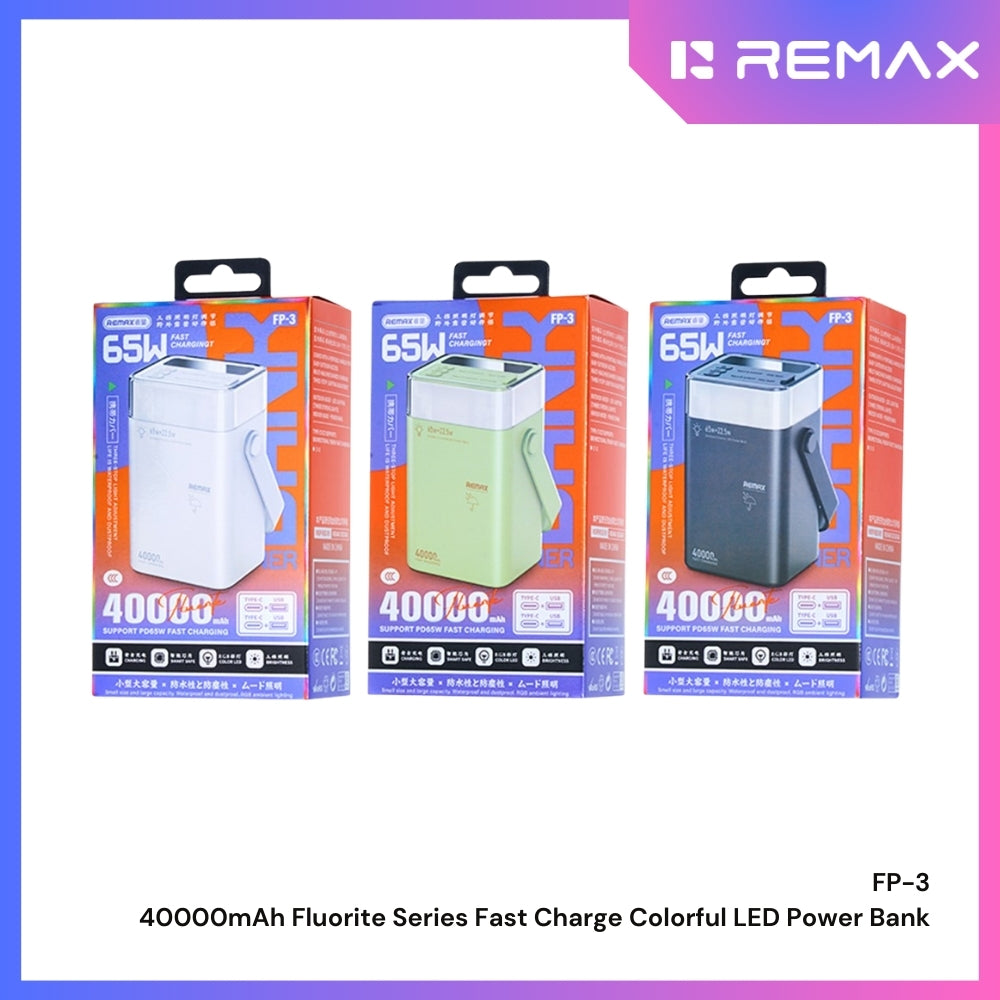 Colourful Power Module REMAX - FP-3 40000mAh Fluorite Series 65W Fast Charging Colorful LED P ...