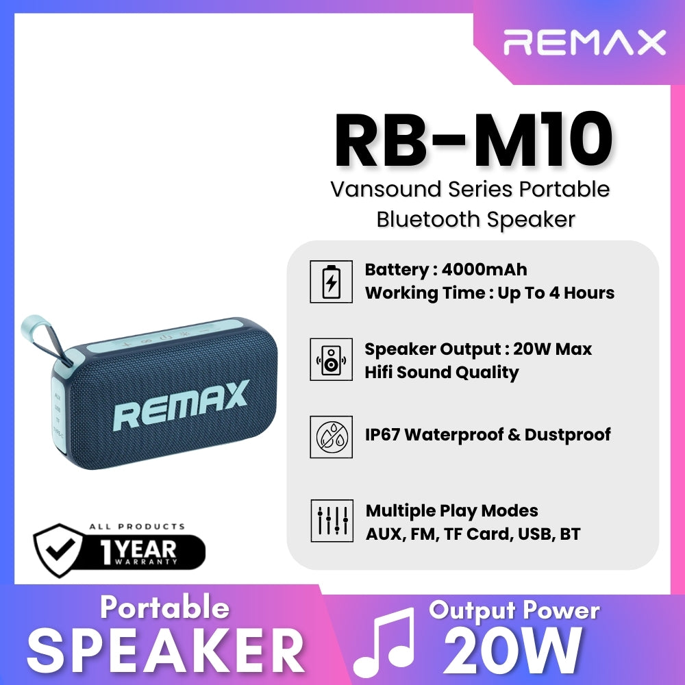 REMAX - RB-M10 Lighting Portable Wireless Bluetooth Speaker (20W) - Blue