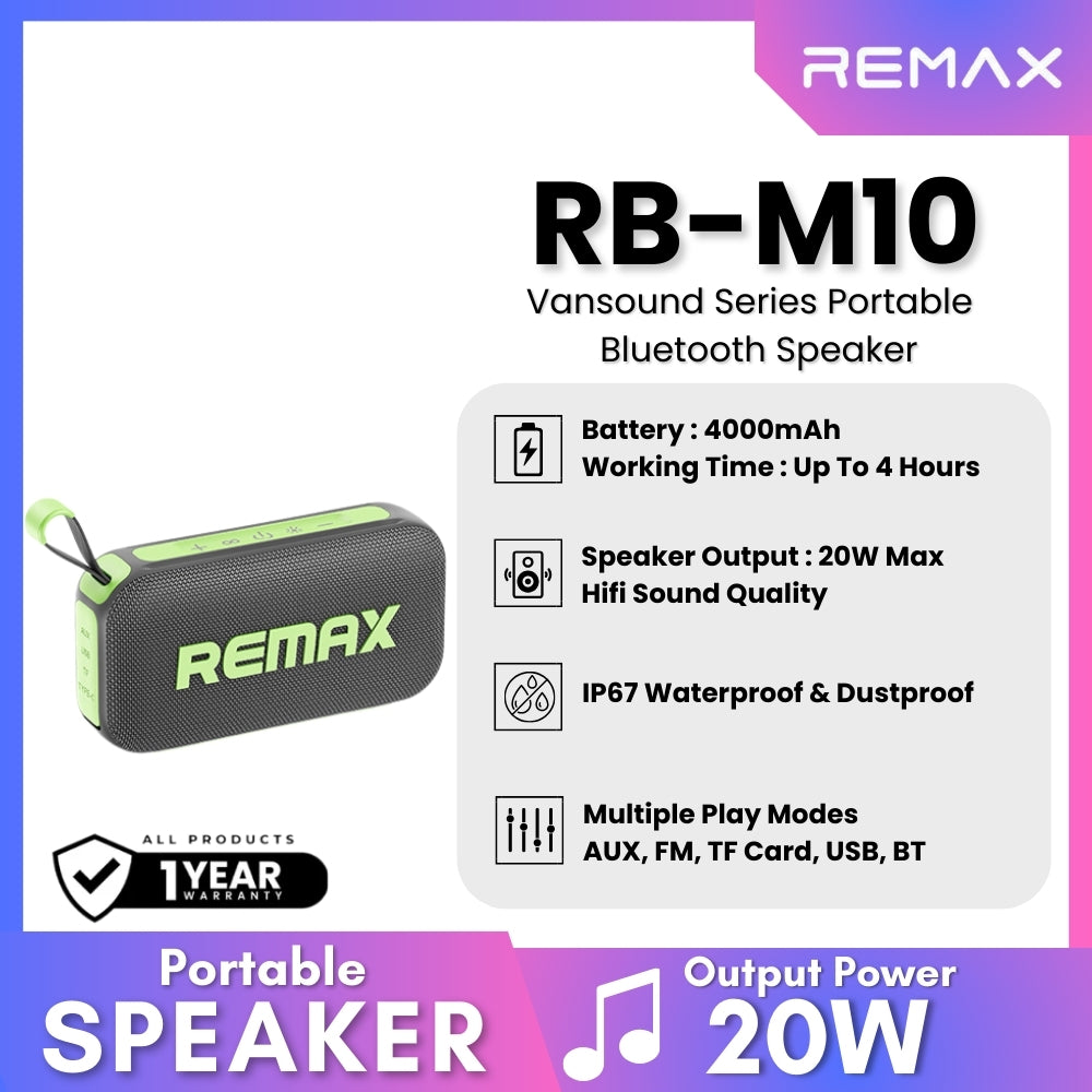 REMAX - RB-M10 Lighting Portable Wireless Bluetooth Speaker (20W) - Gray