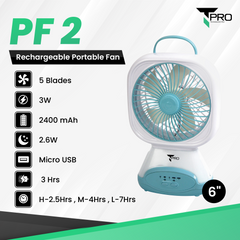 T PRO TP-PF 2 PORTABLE NIGHT LIGHT FAN 2400MAH