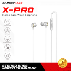 GADGET MAX X-PRO STEREO BASS  3.5MM EARPHONE WIRED CONTROL EARPHONE (3.5MM) - WHITE