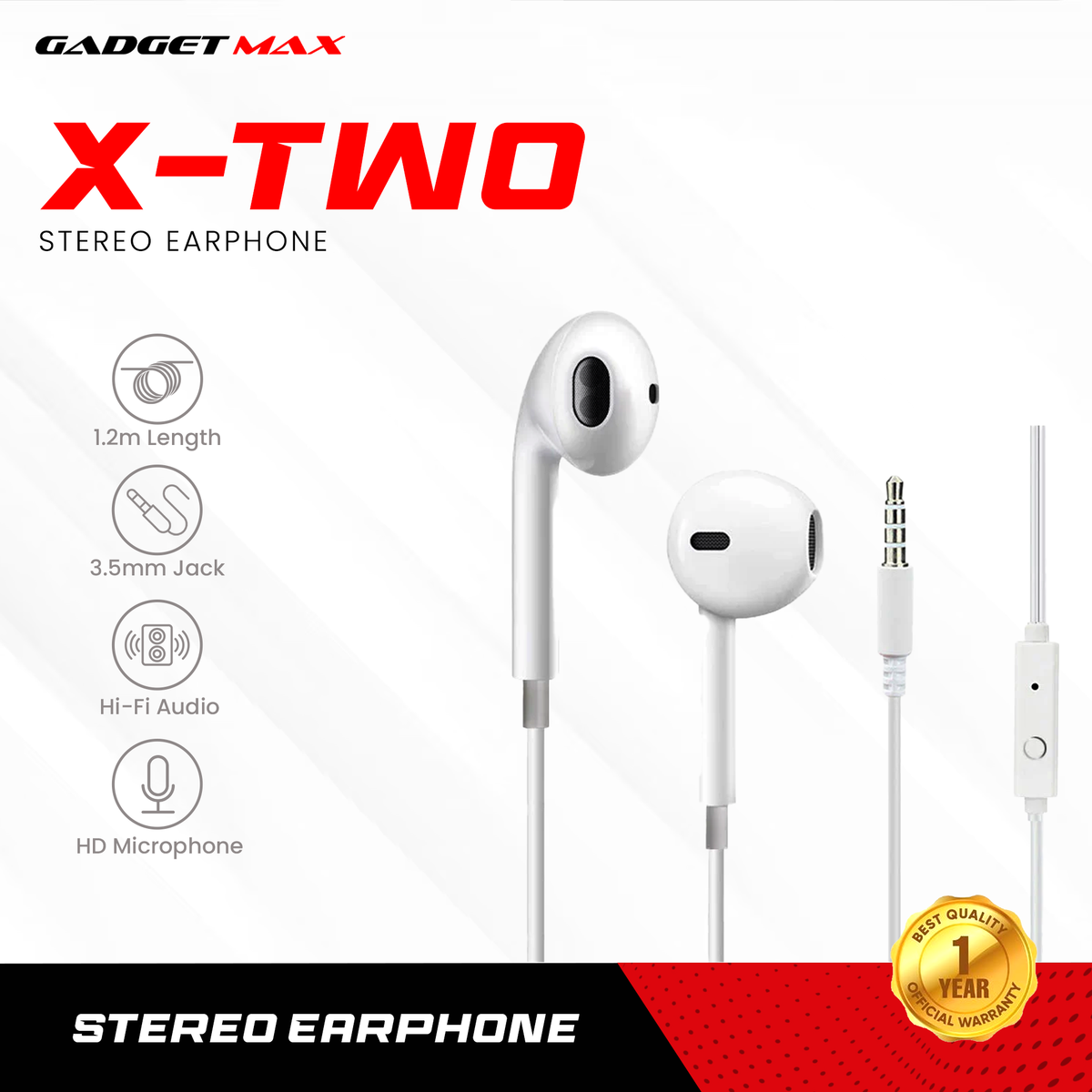 GADGET MAX  X-Two Stereo Earphone Sound Quality Earphone,  3.5mm Earphone