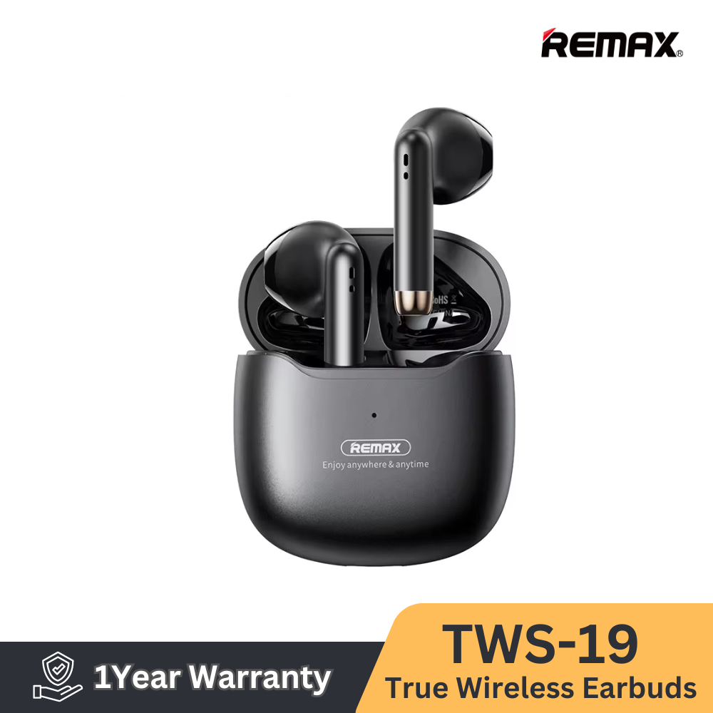 REMAX TWS-19 MARSHMALLOW SERIES TRUE WIRELESS STEREO EARBUDS FOR MUSIC & CALL (V 5.3 WIRELESS), Wireless Stereo Earbuds, TWS Earbuds, Bluetooth Earbuds-BlacK