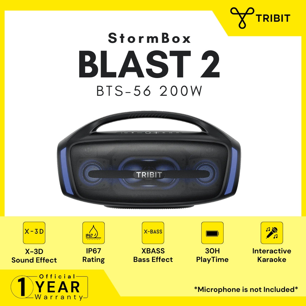 TRIBIT - BTS-56 Storm Box Blast 2 Portable Wireless Speaker - Black