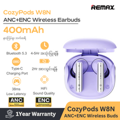 REMAX COZYPODS W8N Vansiang Series ANC+ENC Earbuds For Music & Call(Purple)