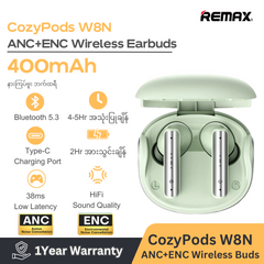 REMAX COZYPODS W8N Vansiang Series ANC+ENC Earbuds For Music & Call(GREEN)