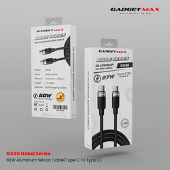 GADGET MAX - GX40 C-C Nobel Series Type-C To Type-C PD Fast Charging Data Cable (60W) - Black