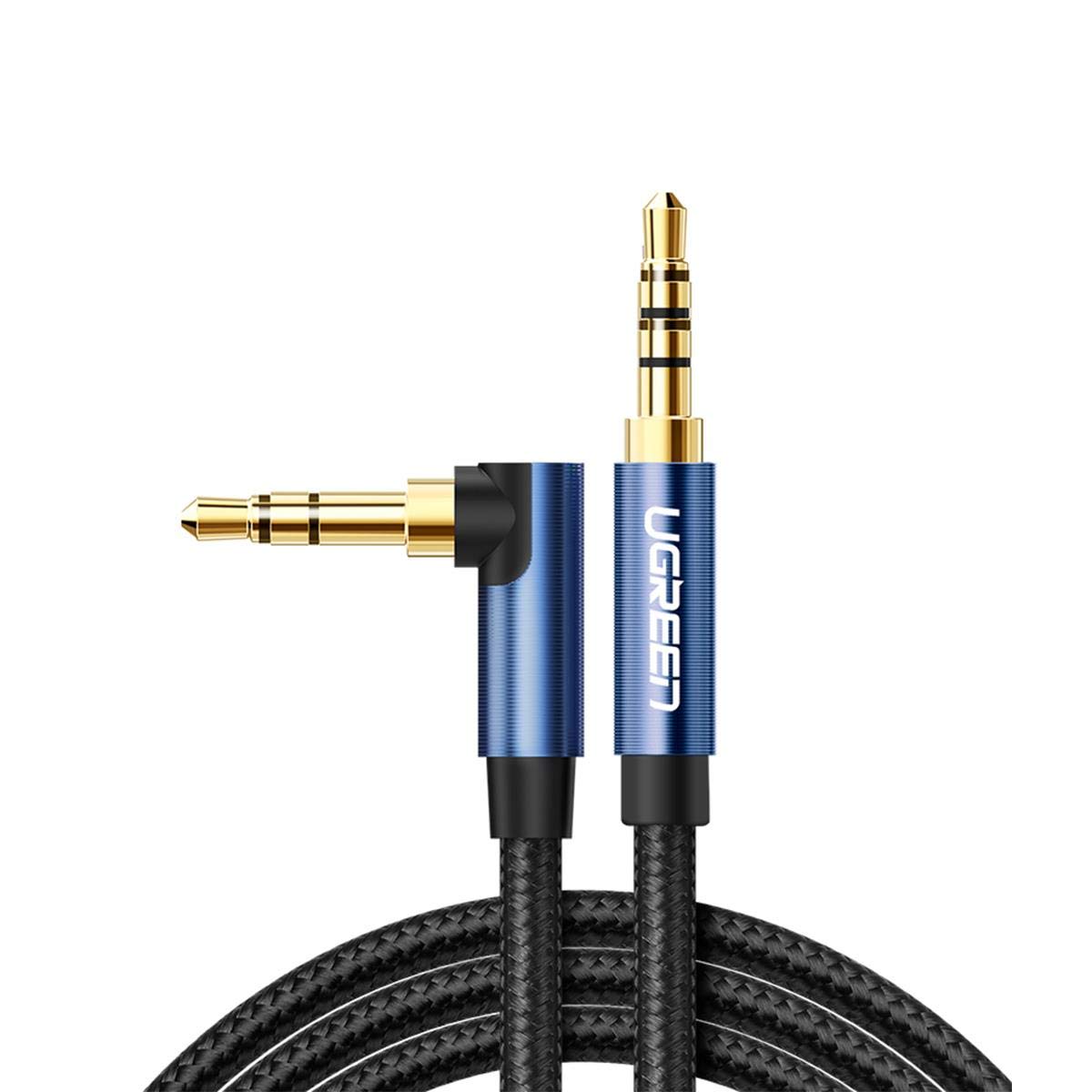 UGREEN AV112 3.5MM STRAIGHT TO 90' AUDIO CABLE (NYLON BRAID)(1M)