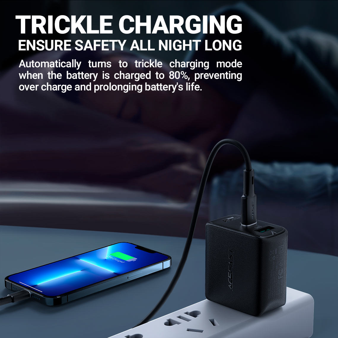 ACEFAST A7 PD 32W (USB-C+USB-A) DUAL PORT CHARGER - BLACK