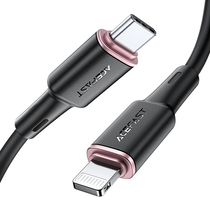 ACEFAST C2-01 USB-C TO LIGHTNING ZINC ALLOY SILICONE CHARGING DATA CABLE (30W MAX)(1.2M) - BLACK