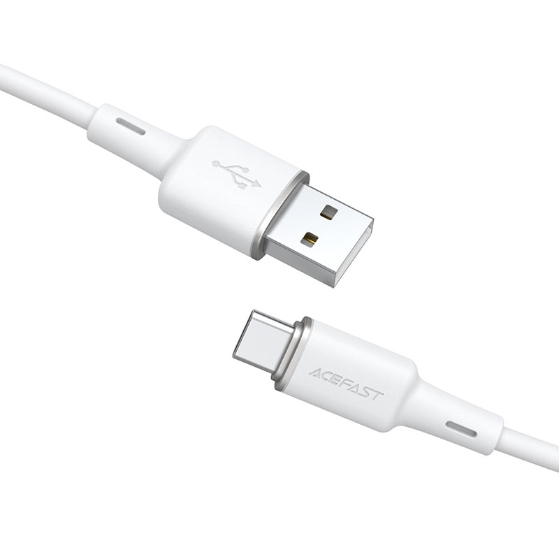 ACEFAST C2-04 USB-A TO USB-C ZINC ALLOY SILICONE CHARGING DATA CABLE (3A MAX)(1.2M) - WHITE