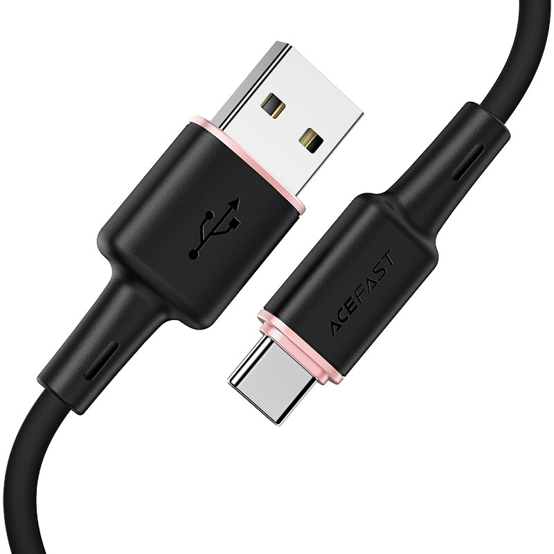 ACEFAST C2-04 USB-A TO USB-C ZINC ALLOY SILICONE CHARGING DATA CABLE (3A MAX)(1.2M) - BLACK