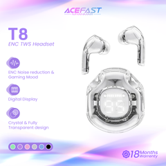 ACEFAST T8 CRYSTAL (2) COLOR BLUETOOTH EARBUDS - WHITE MOON