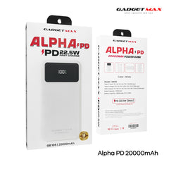 GADGET MAX - GB105 Alpha PD 20000mAh PD+QC Fast Charging Digital Power Bank ( 20W+22.5W ) - White