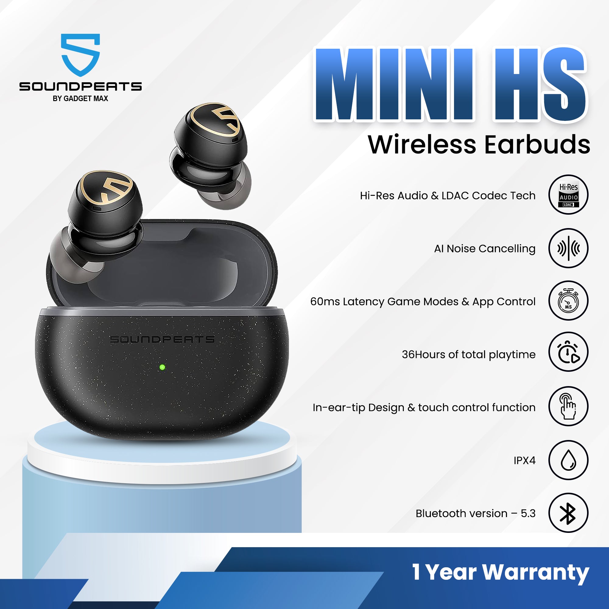 SounPeats Mini HS Bluetooth V5.3 True Wireless Earbuds