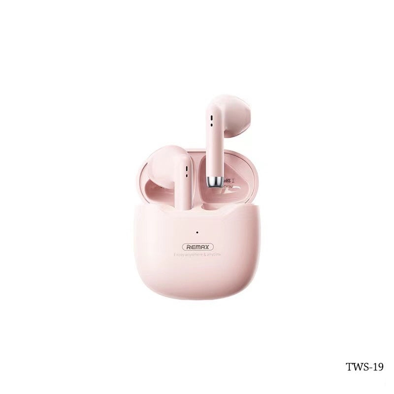 REMAX TWS-19 MARSHMALLOW SERIES TRUE WIRELESS STEREO EARBUDS FOR MUSIC & CALL (V 5.3 WIRELESS), Wireless Stereo Earbuds, TWS Earbuds, Bluetooth Earbuds-Pink
