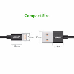 Ugreen US155 USB 2.0A Male to Lighting Male Nickel Plating Abs Shell MFI Cable 2M - White