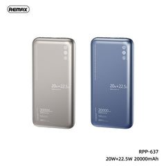 REMAX RPP-637 Wefon Series 20000mAh Ultrathin Metal Fast Charging Power Bank(20W + 22.5W)(PD+ QC) - Grey
