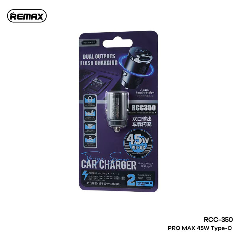 REMAX - RCC350 Tanya Pro Max Series 45W PD+QC Car Charger - Black