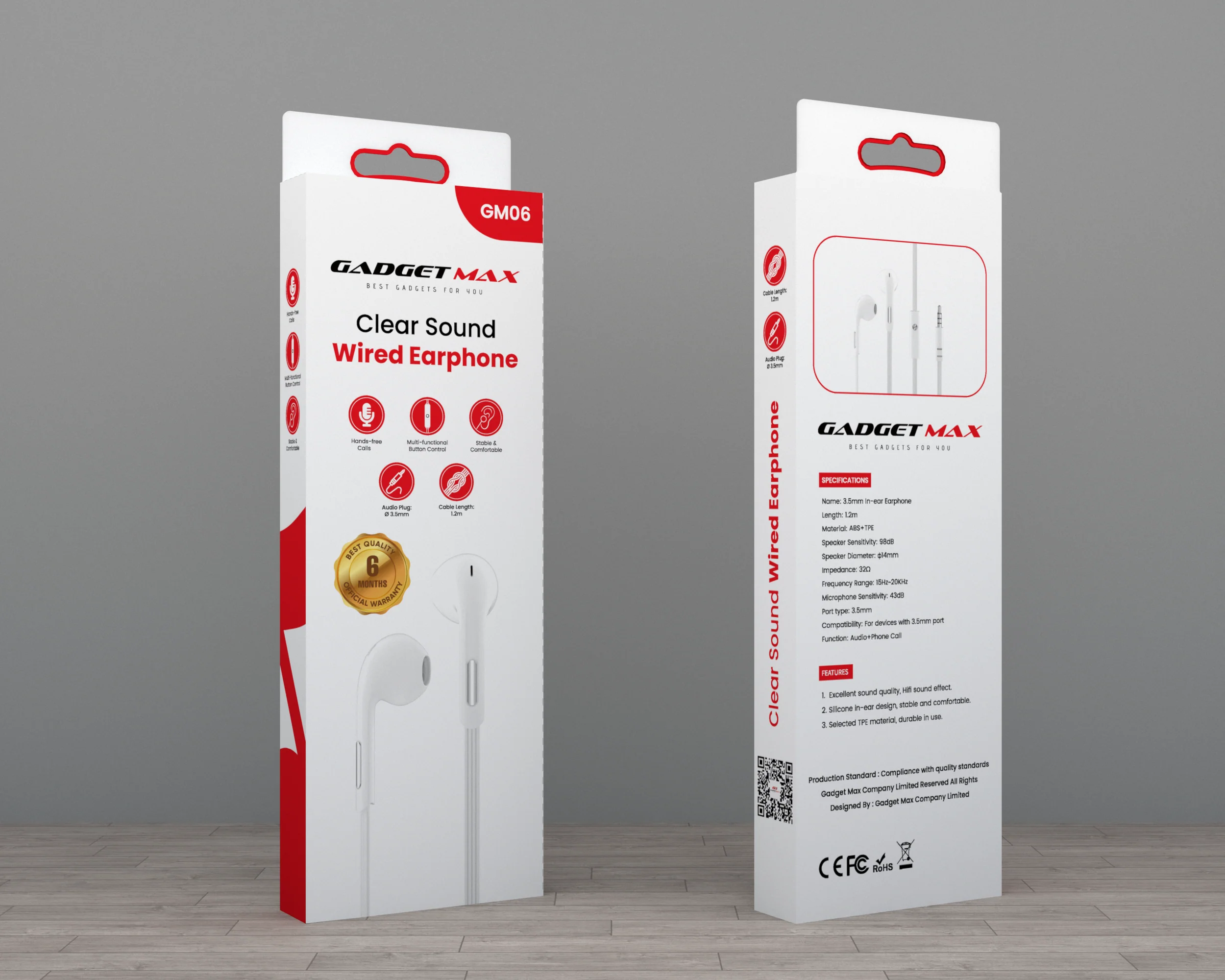 GADGET MAX - GM06 3.5mm Clear Sound Wired Earphone - White