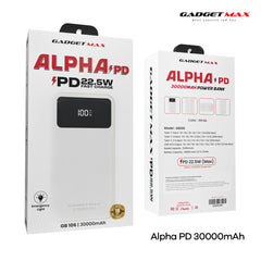 GADGET MAX - GB106 Alpha PD 30000mAh PD+QC Fast Charging Digital Power Bank ( 20W+22.5W ) - White