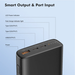 GADGET MAX GB-PD01 20000MAH RAY 65W PD POWER BANK (OUTPUT-1USB/INPUT-TYPE-C) (TYPE-C IN/OUT), 65W Power Bank, 20000mAh Power Bank, PD Power Bank, Power Bank for All Power Bank (65W)