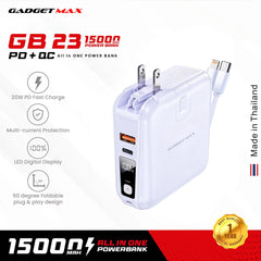 GADGET MAX GB23 AIO Pro Series 15000mAh All-in-One PD+QC Fast Charging Power Bank(PD 20W+QC 22.5W) - Purple