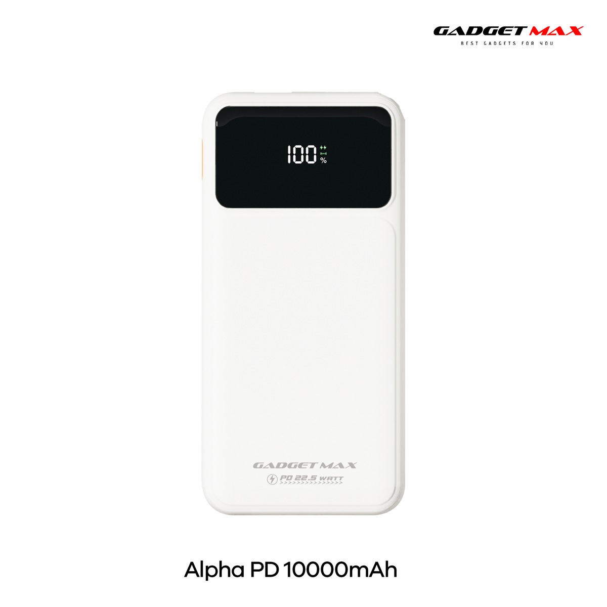 GADGET MAX - GB104 Alpha PD 10000mAh PD+QC Fast Charging Digital Power Bank ( 20W+22.5W ) - White
