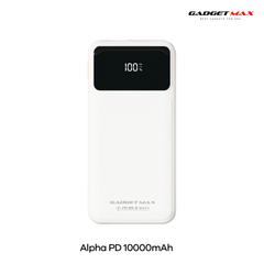 GADGET MAX - GB104 Alpha PD 10000mAh PD+QC Fast Charging Digital Power Bank ( 20W+22.5W ) - White