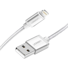 Ugreen USB 2.0 A/M to Lighting Nylon Braid Cable 1M - Silver