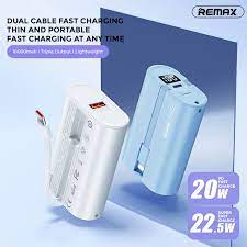 Remax RPP-572 10000mAh 20W PD + 22.5W QC Prime Series Cabled Power Bank - Blue